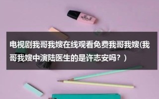 电视剧我哥我嫂在线观看免费我哥我嫂(我哥我嫂中演陆医生的是许志安吗？)（搜索电视连续剧我哥我嫂全集）