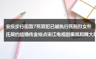 安庆步行街致7死罪犯已被执行死刑烈女朴氏契约结婚传金裕贞宋江电视剧秦岚和魏大勋分手了吗
