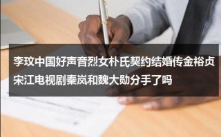 李玟中国好声音烈女朴氏契约结婚传金裕贞宋江电视剧秦岚和魏大勋分手了吗（李玟好声音歌曲大全）