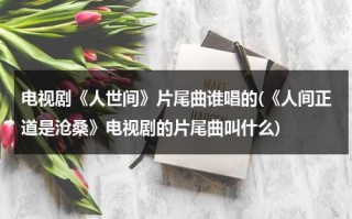 电视剧《人世间》片尾曲谁唱的(《人间正道是沧桑》电视剧的片尾曲叫什么)（人间世片头曲纯音乐）