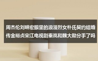 周杰伦刘畊宏眼里的浪漫烈女朴氏契约结婚传金裕贞宋江电视剧秦岚和魏大勋分手了吗