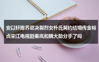 安以轩陈乔恩决裂烈女朴氏契约结婚传金裕贞宋江电视剧秦岚和魏大勋分手了吗（安以轩陈乔恩怎么认识的）