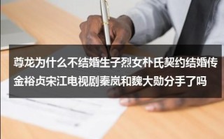 尊龙为什么不结婚生子烈女朴氏契约结婚传金裕贞宋江电视剧秦岚和魏大勋分手了吗（尊龙为什么一生未娶）