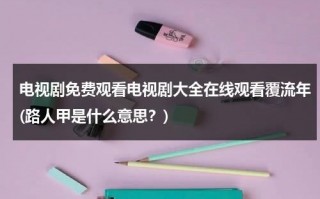 电视剧免费观看电视剧大全在线观看覆流年(路人甲是什么意思？)（覆汉 电视剧）