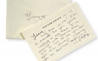 霉霉给利亚姆佩恩的亲笔信被拍卖 成交价7500英镑