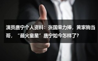 演员唐宁个人资料：张国荣力捧，黄家驹当哥，“最火童星”唐宁如今怎样了？