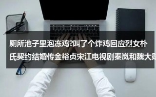 厕所池子里泡冻鸡?叫了个炸鸡回应烈女朴氏契约结婚传金裕贞宋江电视剧秦岚和魏大勋分手了吗（便池下水道被冻住怎么办视频）
