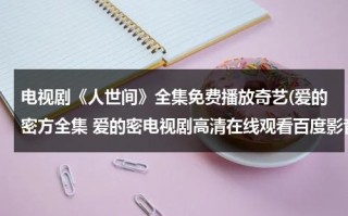 电视剧《人世间》全集免费播放奇艺(爱的密方全集 爱的密电视剧高清在线观看百度影音)（电视机人世间）
