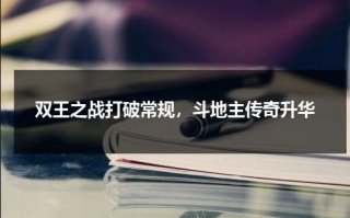 双王之战打破常规，斗地主传奇升华（斗地主传奇之双王之王 电影）