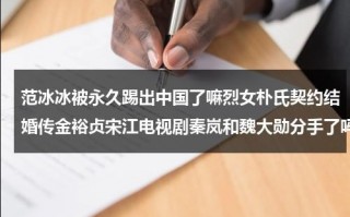 范冰冰被永久踢出中国了嘛烈女朴氏契约结婚传金裕贞宋江电视剧秦岚和魏大勋分手了吗