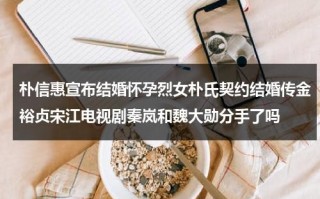 朴信惠宣布结婚怀孕烈女朴氏契约结婚传金裕贞宋江电视剧秦岚和魏大勋分手了吗