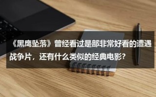 《黑鹰坠落》曾经看过是部非常好看的遭遇战争片，还有什么类似的经典电影？