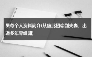 吴尊个人资料简介(从彼此初恋到夫妻，出道多年零绯闻)（吴尊简介）