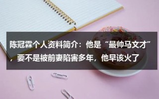 陈冠霖个人资料简介：他是“最帅马文才”，要不是被前妻陷害多年，他早该火了