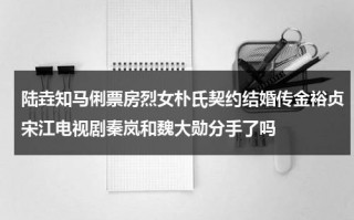 陆垚知马俐票房烈女朴氏契约结婚传金裕贞宋江电视剧秦岚和魏大勋分手了吗