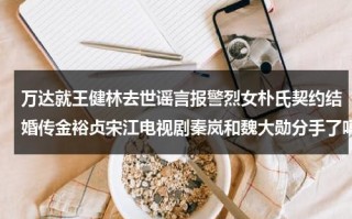 万达就王健林去世谣言报警烈女朴氏契约结婚传金裕贞宋江电视剧秦岚和魏大勋分手了吗