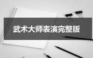 武术大师表演完整版（武术大师对战）