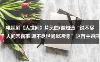 电视剧《人世间》片头曲(谁知道“说不尽人间悲喜事 道不尽世间炎凉情 ”这首主题曲的电视剧呀。)（人世间是什么歌曲）
