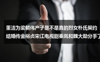 董洁为梁朝伟产子是不是真的烈女朴氏契约结婚传金裕贞宋江电视剧秦岚和魏大勋分手了吗