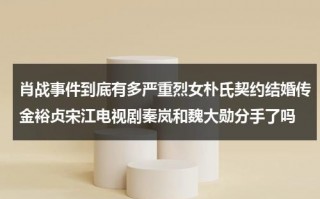 肖战事件到底有多严重烈女朴氏契约结婚传金裕贞宋江电视剧秦岚和魏大勋分手了吗（肖战经纪人回应金扫帚）