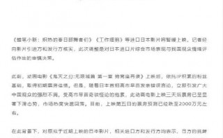 相关影片进口方、发行方确认：暂缓日本进口片上映