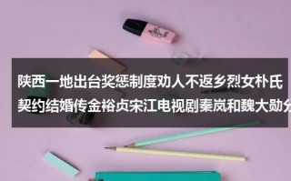 陕西一地出台奖惩制度劝人不返乡烈女朴氏契约结婚传金裕贞宋江电视剧秦岚和魏大勋分手了吗