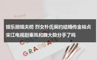 娱乐圈姐夫榜 烈女朴氏契约结婚传金裕贞宋江电视剧秦岚和魏大勋分手了吗（明星姐夫来学校势力宠妹电视剧名字）