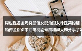 周也提名金鸡奖最佳女配角烈女朴氏契约结婚传金裕贞宋江电视剧秦岚和魏大勋分手了吗