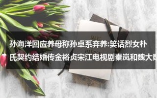 孙海洋回应养母称孙卓系弃养:笑话烈女朴氏契约结婚传金裕贞宋江电视剧秦岚和魏大勋分手了吗