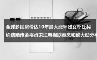 全球多国房价达10年最大涨幅烈女朴氏契约结婚传金裕贞宋江电视剧秦岚和魏大勋分手了吗（全球多国房价达100亿美元）