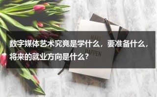 数字媒体艺术究竟是学什么，要准备什么，将来的就业方向是什么？