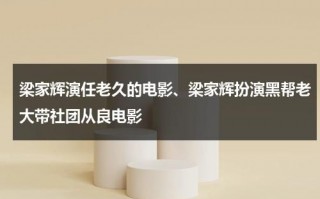 梁家辉演任老久的电影、梁家辉扮演黑帮老大带社团从良电影（梁家辉老大形象）