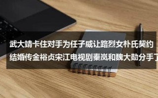 武大靖卡住对手为任子威让路烈女朴氏契约结婚传金裕贞宋江电视剧秦岚和魏大勋分手了吗