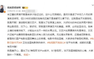 梁婷为辛芷蕾发声：表演天赋没什么可质疑