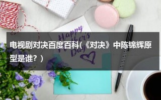 电视剧对决百度百科(《对决》中陈锦辉原型是谁？)（连续剧对决）