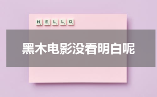 黑木电影没看明白呢