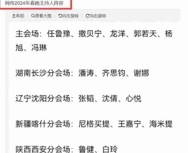 2024春晚主持阵容曝光，任鲁豫、撒贝宁领衔，谢娜或成新亮点！（2024央视春晚节目单表刘谦和谁表演的魔术）-第2张图片-九妖电影