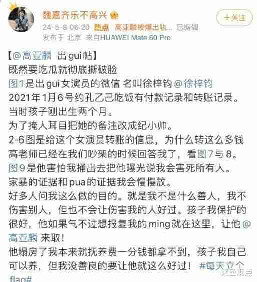 出轨家暴风波后续！高亚麟发布澄清说明：全是委屈，尽剩良心！（高亚麟家人）-第2张图片-九妖电影