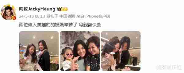 向佐晒全家福庆母亲节，女儿高颜值随妈妈，儿子留长发扎揪揪超萌（向佐的儿子是）-第1张图片-九妖电影