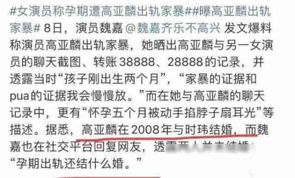 大瓜！高亚麟被妻曝光孕期出轨98女演员、家暴，聊天记录曝光-第3张图片-九妖电影