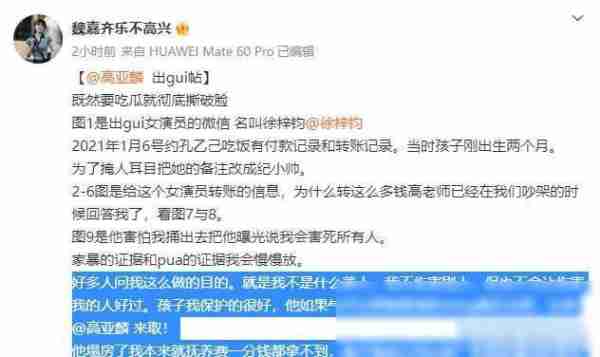 大瓜！高亚麟被妻曝光孕期出轨98女演员、家暴，聊天记录曝光-第16张图片-九妖电影