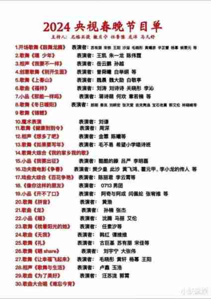 网传央视龙年春晚节目单，刘谦时隔多年重返央视春晚-第1张图片-九妖电影