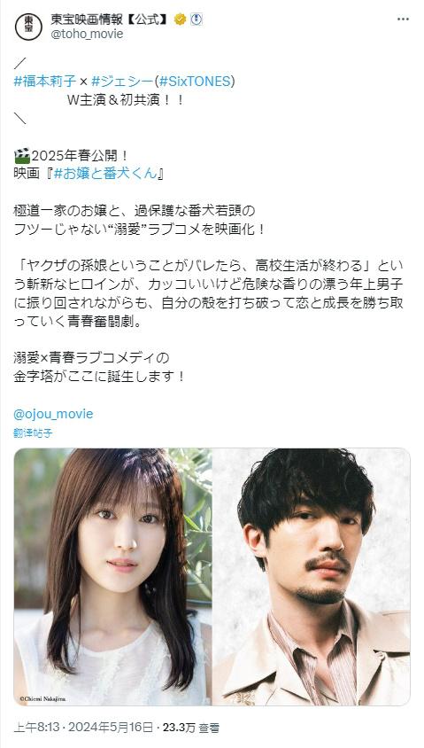 《大小姐与看门犬》真人电影 福本莉子×杰西主演-第3张图片-九妖电影
