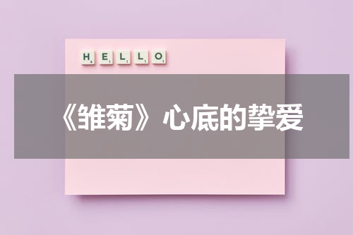 《雏菊》心底的挚爱（《雏菊》心底的挚爱是什么）-第1张图片-九妖电影