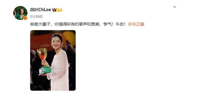 辛芷蕾获威尼斯电影节最佳女演员奖 李冰冰高叶发文祝贺-第3张图片-九妖电影