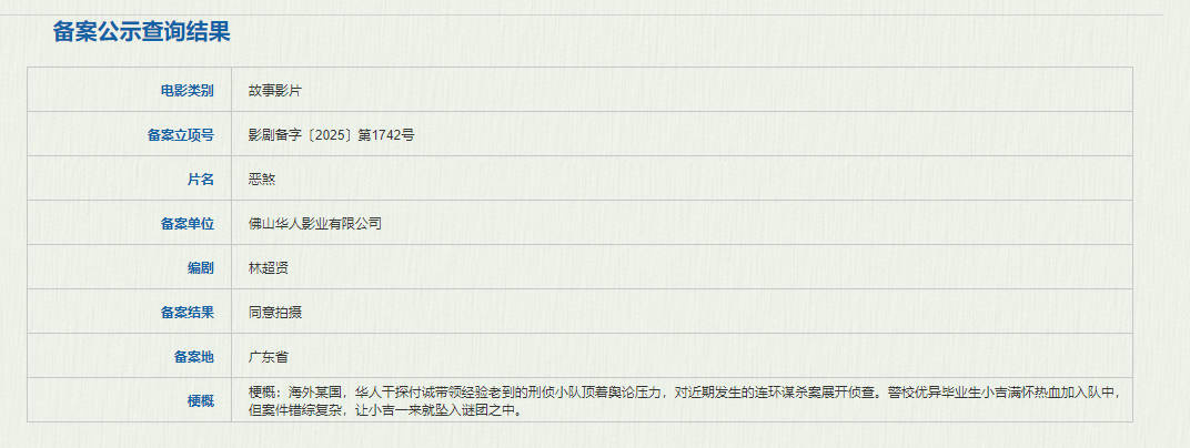 林超贤新片《恶煞》备案立项!聚焦海外连环谋杀案-第2张图片-旧杳电影网 林超贤新片《恶煞》备案立项!聚焦海外连环谋杀案-第2张图片-旧杳电影网