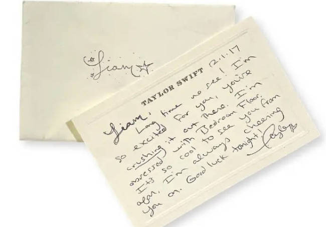 霉霉给利亚姆佩恩的亲笔信被拍卖 成交价7500英镑-第1张图片-旧杳电影网