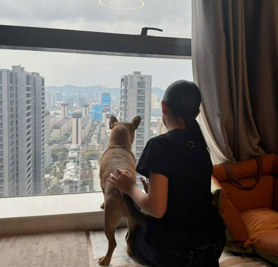 孙俪晒11岁女儿小花背影，和邓超复制粘贴，穿兄妹装撸狗超有爱-第1张图片-旧杳电影网