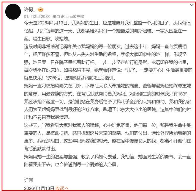 许亚军没想到，何晴去世一个月，儿子的一个举动，让他的口碑暴涨-第14张图片-旧杳电影网